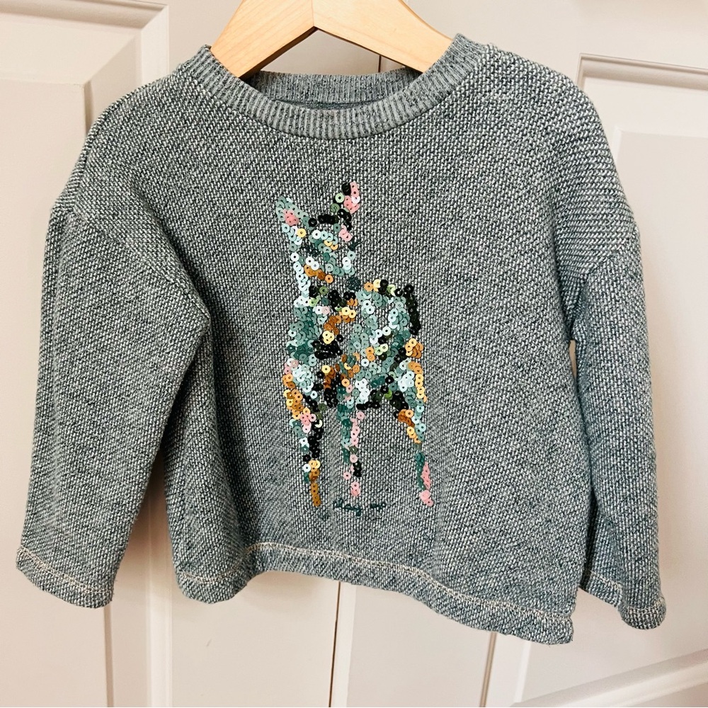 Boutique “Play up” brand sequins reindeer 2T top.
